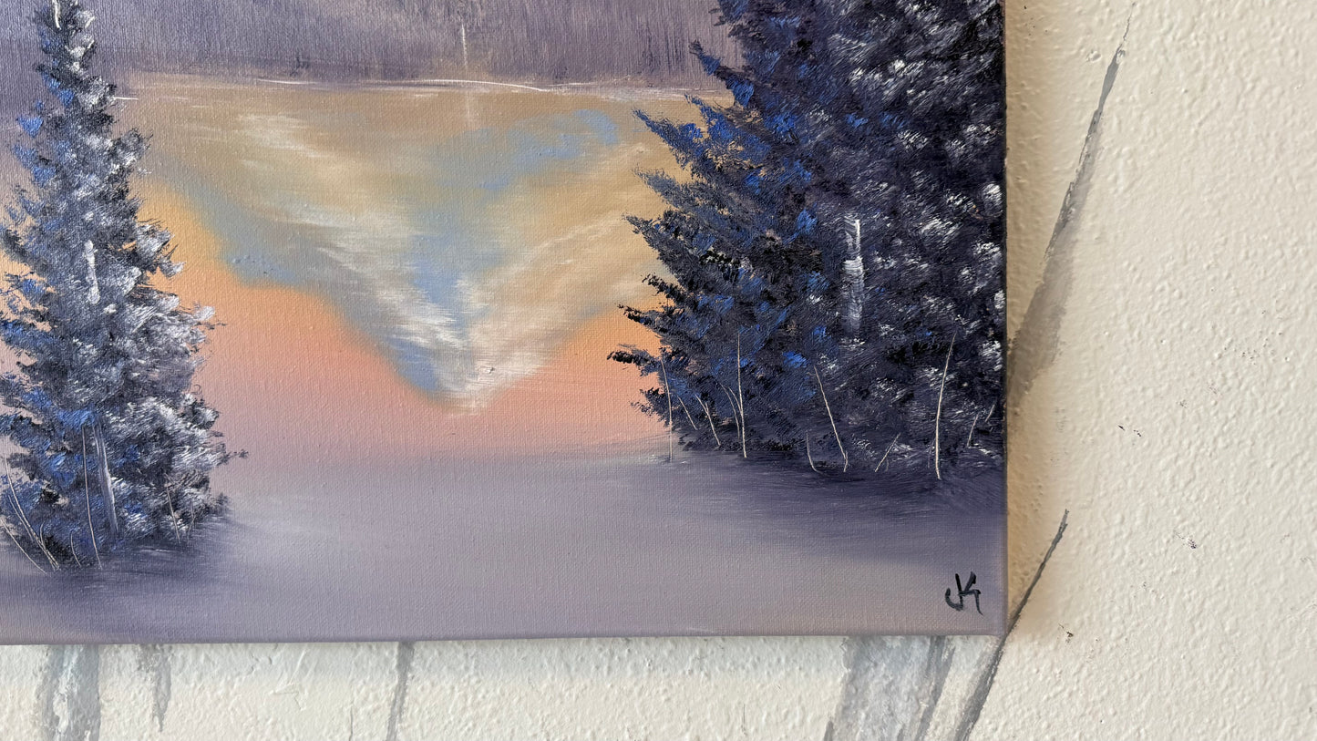 Painting #2171 - 16x20" Canvas - Trillium Lake Mt Hood painted 12-5-25