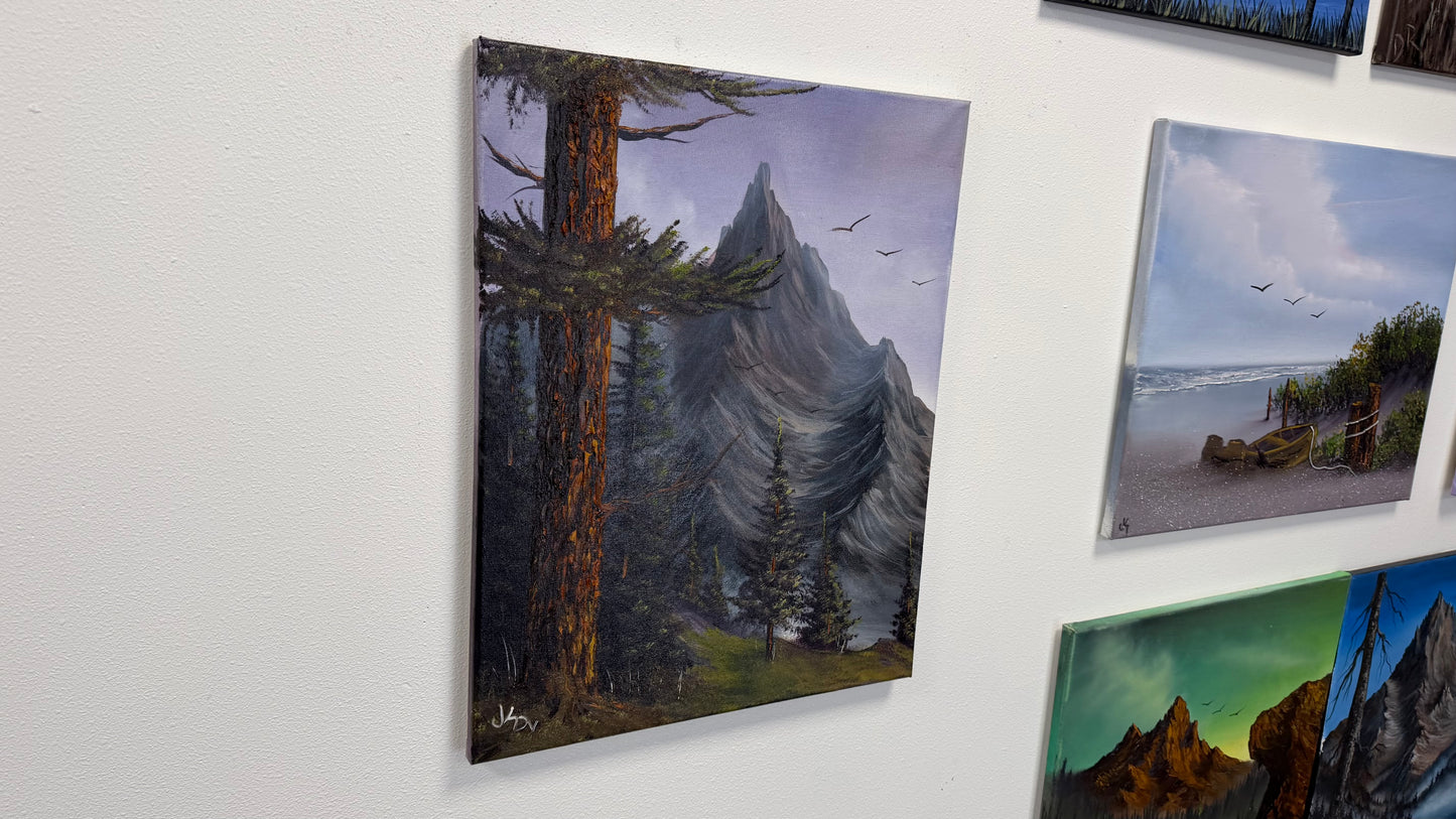 Painting #2583 - 16x20" Canvas - Mountain Forest Landscape by Josh and Dani painted 9-5-26