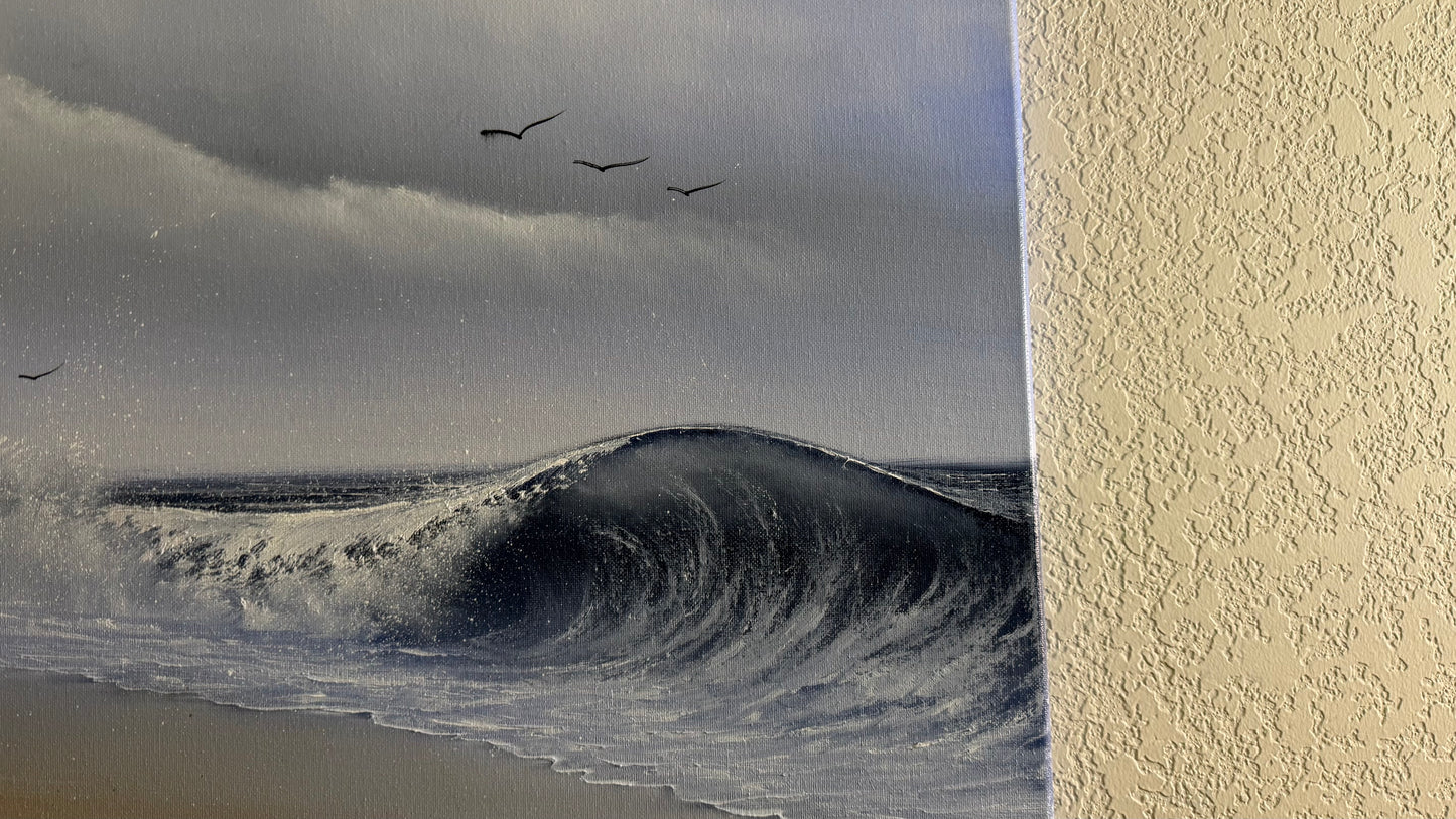 Painting #2499 - 20x24" Canvas - Crashing Wave Seascape painted 7-2-26
