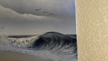Painting #2499 - 20x24" Canvas - Crashing Wave Seascape painted 7-2-26