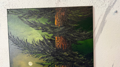 Painting #2471 - 16x20" Canvas - Full Moon Pine Tree Landscape painted 5-31-26