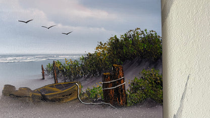 Painting #2466 - 16x20" Canvas - East Coast Boat Seascape painted 5-29-26