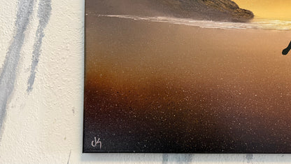 Painting #2386 - 16x20" Canvas - Silhouette Seascape painted 4-13-26
