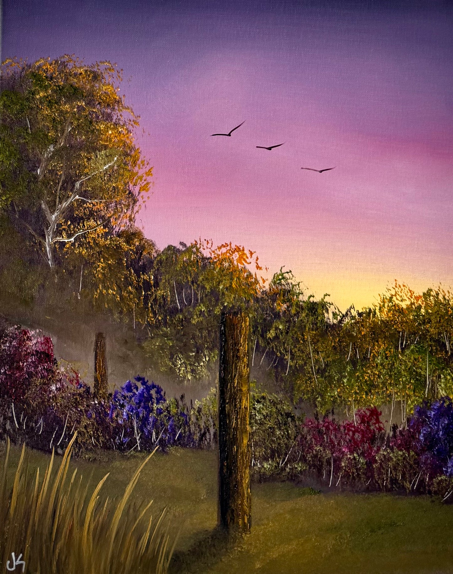 Painting #2446 - 16x20" Canvas - Sunset Fence Post painted 5-19-26