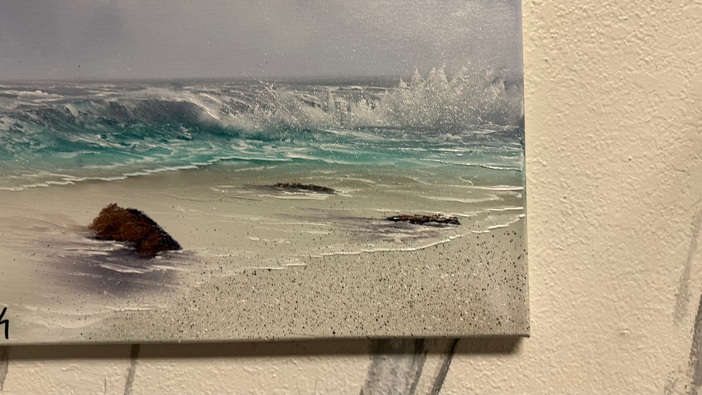 Painting #2064 - 16x20" Canvas - Tropical Seascape painted 9-19-25