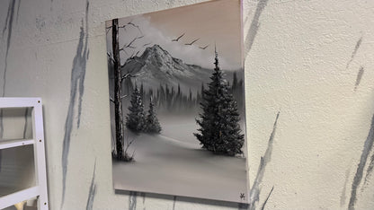 Painting #2167 - 16x20" Canvas - Winter Landscape painted 12-1-25
