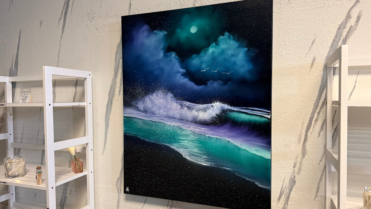 Painting #2190 - 24x30" Canvas - Crashing Wave Seascape painted 12-15-25