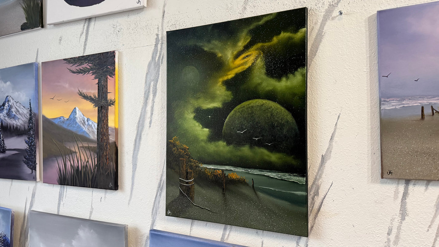 Painting #2464 - 18x24" Canvas - Space Seascape painted 5-28-26