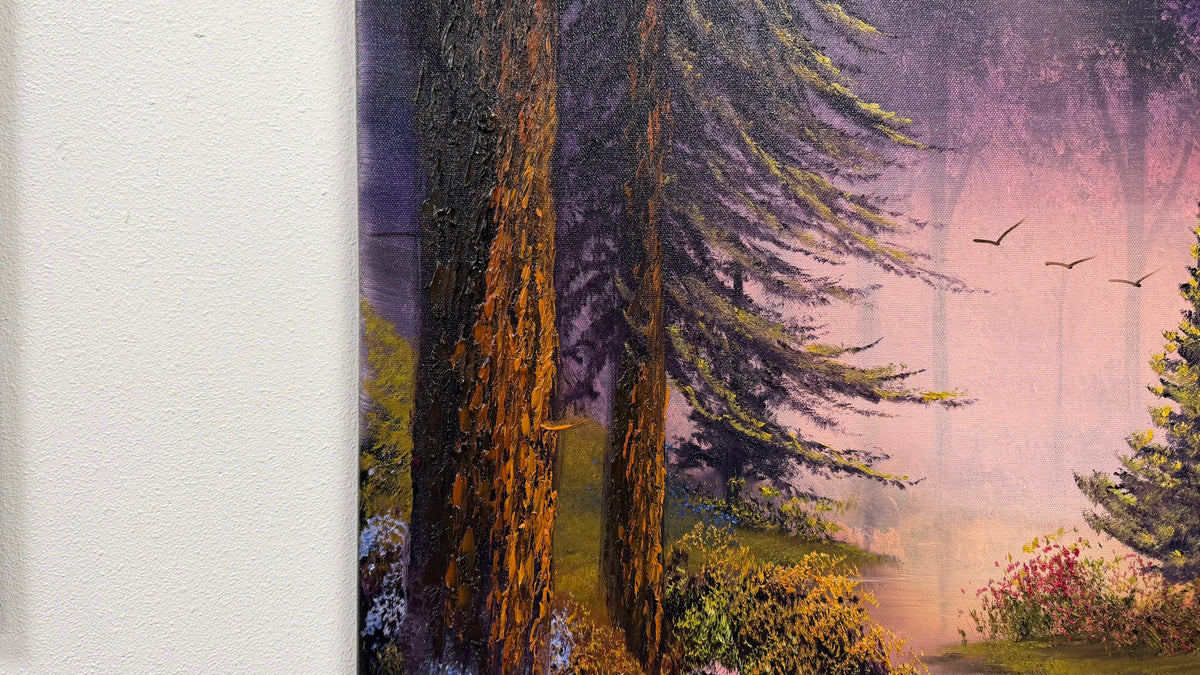 Painting #2654 - 22x28" Canvas - Sunset Forest Landscape painted 10-18-26