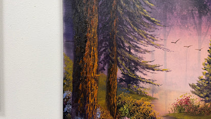 Painting #2654 - 22x28" Canvas - Sunset Forest Landscape painted 10-18-26
