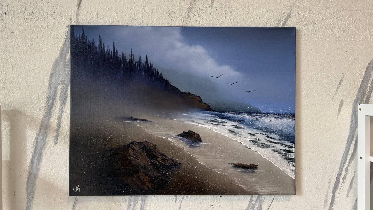 Painting #2133 - 18x24" Canvas - Oregon Seascape painted 11-3-25
