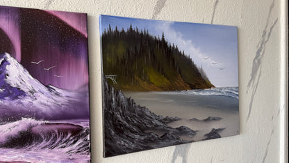 Painting #2401 - 16x20" Canvas - Pacific Northwest Seascape painted 4-20-26