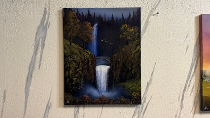Painting #2320 - 16x20" Canvas - Multnomah Falls Waterfall painted 3-6-26