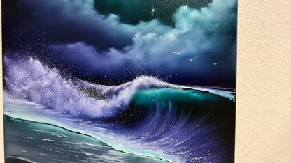 Painting #2144 - 20x24" Canvas - Crashing Wave Seascape painted 11-13-25