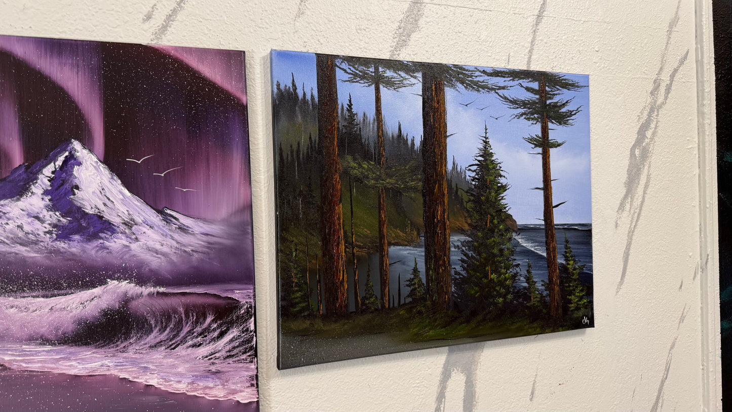 Painting #2402 - Tree's A Crowd - 16x20" Canvas - Pacific Northwest Seascape painted 4-20-26