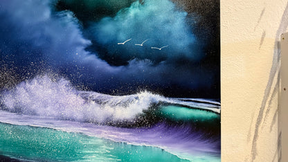 Painting #2190 - 24x30" Canvas - Crashing Wave Seascape painted 12-15-25