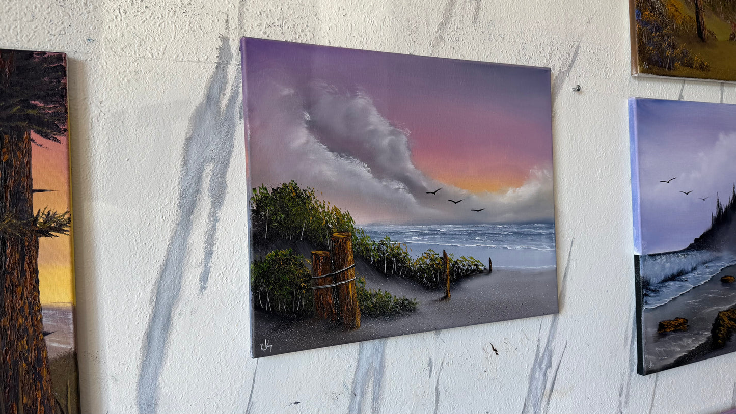 Painting #2480 - 16x20" Canvas - East Coast Sunset Seascape painted 6-6-26