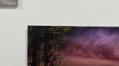 Painting #2657 - 18x24" Canvas - Sunset Lake Dock Landscape painted 10-19-26