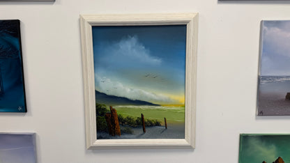 Painting #2513 - 16x20" Framed Canvas - Sunrise Seascape painted 7-12-26
