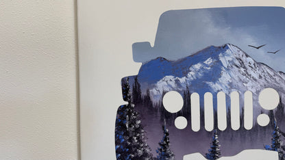 Painting #2544 - 16x20" Canvas - Jeep - Sunset Mountain Landscape painted 8-8-26