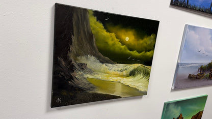 Painting #2575 - 16x20" Canvas - Crashing Waves Seascape painted 8-30-26