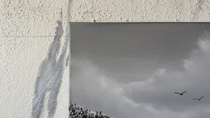 Painting #2450 - 16x20" Canvas - East Coast Black and White Seascape painted 5-21-26