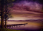 Painting #2657 - 18x24" Canvas - Sunset Lake Dock Landscape painted 10-19-26