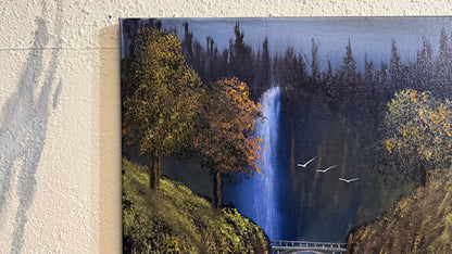 Painting #2320 - 16x20" Canvas - Multnomah Falls Waterfall painted 3-6-26