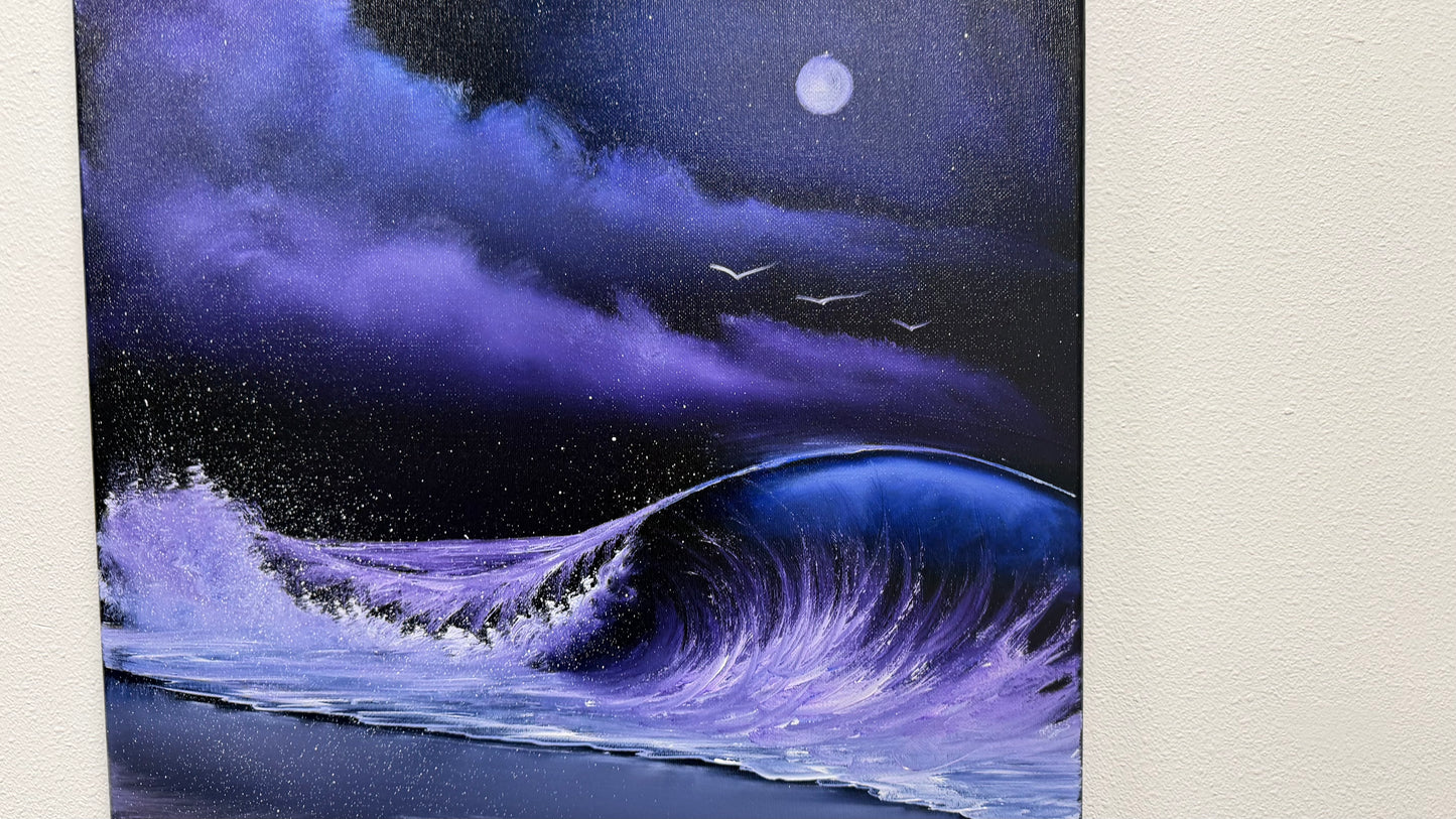 Painting #2518 - 16x20" Canvas - Crashing Wave Seascape painted 7-17-26
