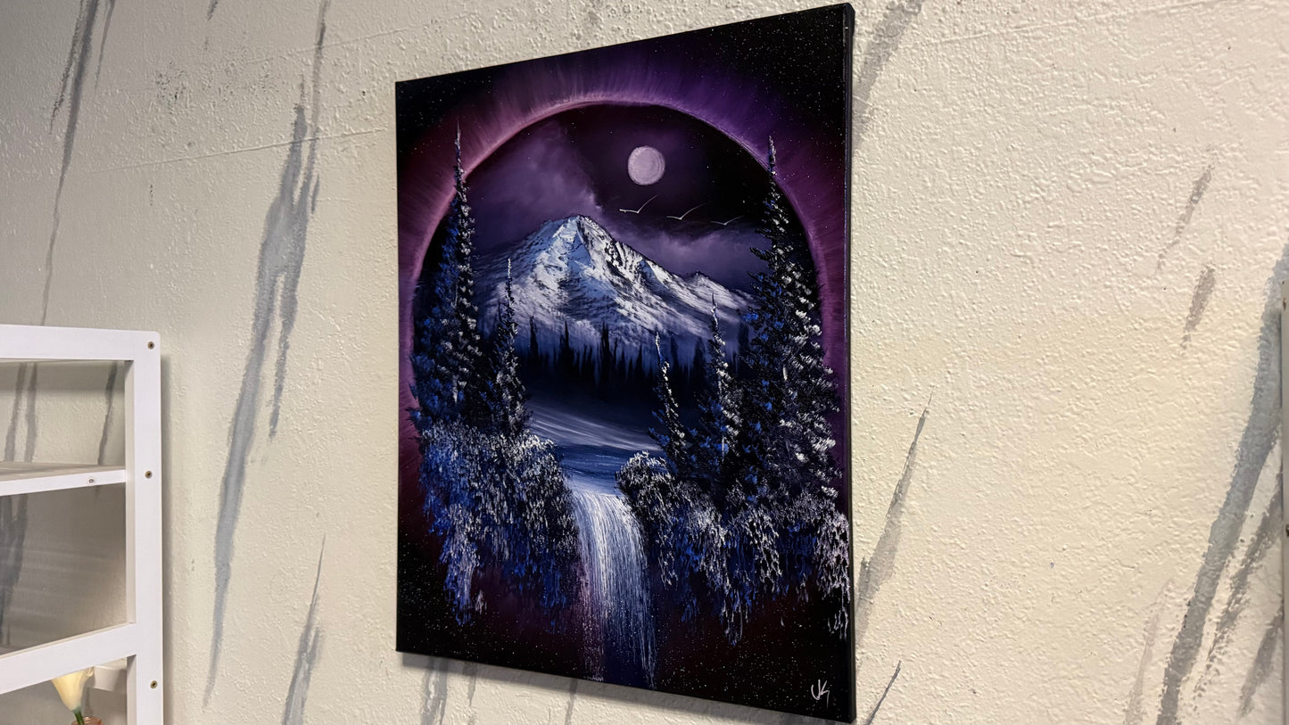 Painting #2195 - 16x20" Canvas - Portal Painting Mt Hood Waterfall painted 12-19-25