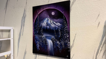 Painting #2195 - 16x20" Canvas - Portal Painting Mt Hood Waterfall painted 12-19-25