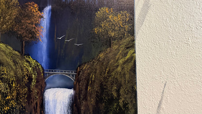 Painting #2320 - 16x20" Canvas - Multnomah Falls Waterfall painted 3-6-26