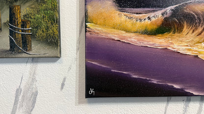Painting #2445 - 16x20" Canvas - Golden Seascape painted 5-18-26
