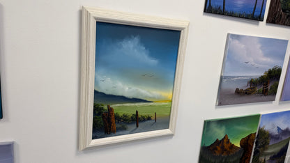 Painting #2513 - 16x20" Framed Canvas - Sunrise Seascape painted 7-12-26