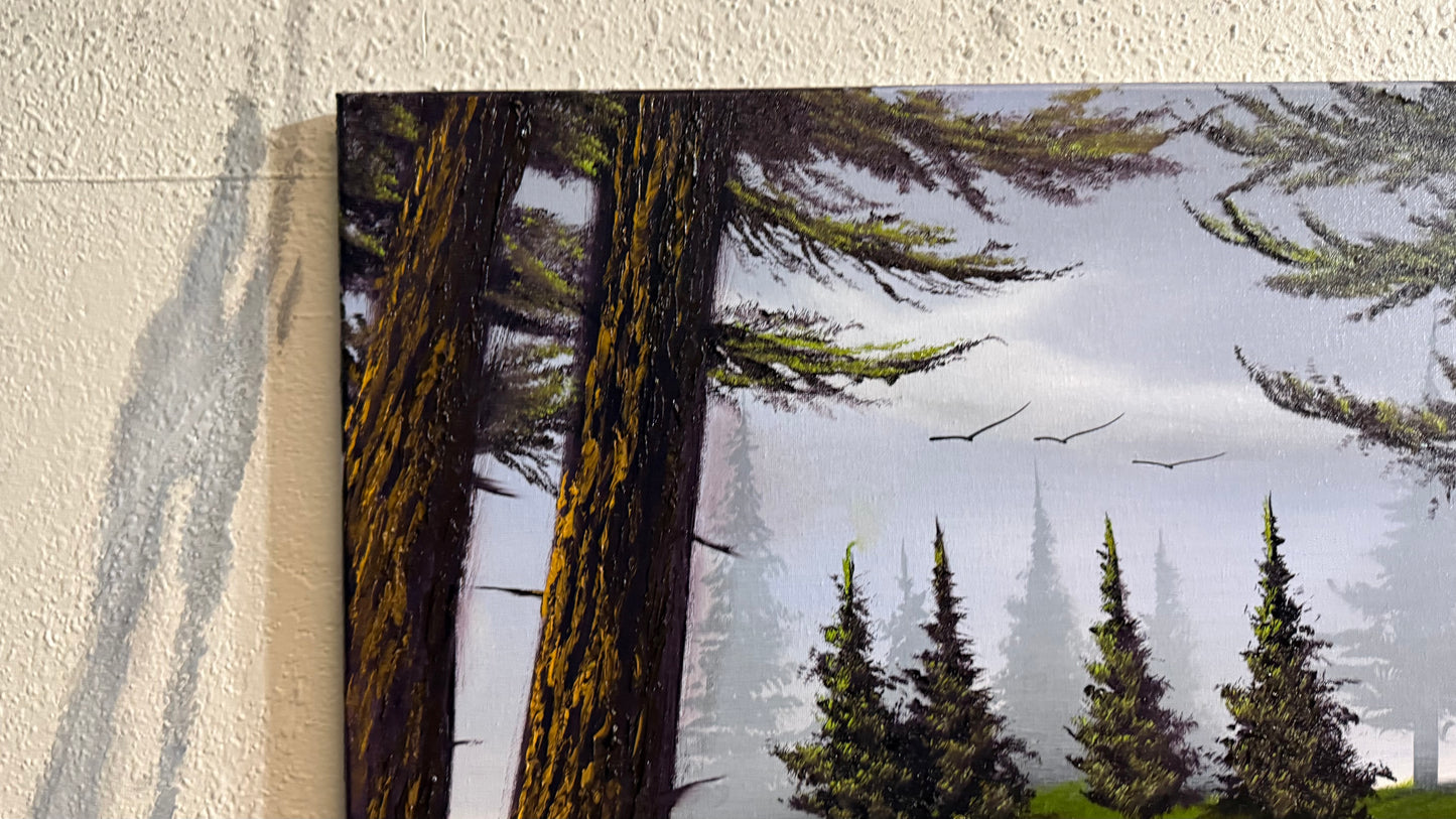 Painting #2312 - 20x24" Canvas - River Landscape painted 2-28-26