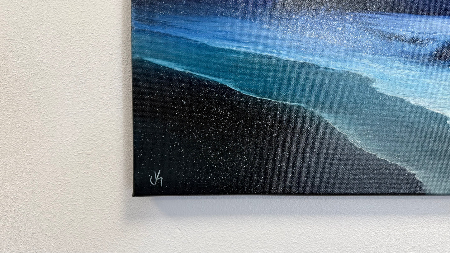 Painting #2540 - 16x20" Canvas -  Lunar Abyss - Night Seascape painted 8-5-26
