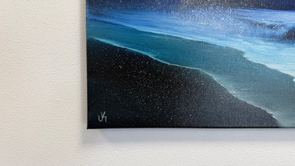 Painting #2540 - 16x20" Canvas -  Lunar Abyss - Night Seascape painted 8-5-26