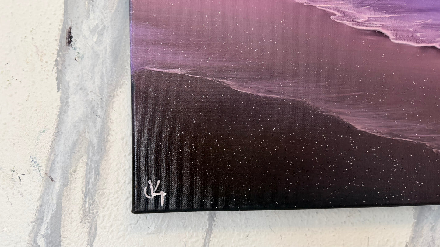 Painting #2492 - 16x20" Canvas - Purple Seascape painted 6-20-26