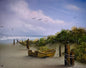 Painting #2428 - 16x20" Canvas - Row Boat Seascape painted 5-5-26