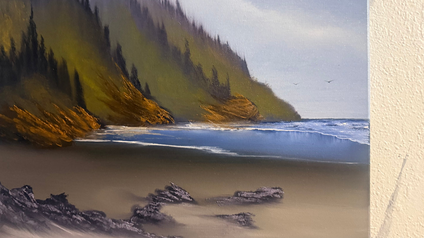 Painting #2422 - 16x20" Canvas - Pacific Northwest Seascape painted 5-1-26