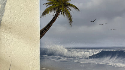 Painting #2117 - 18x24" Canvas - Palm Tree Seascape painted 10-25-25