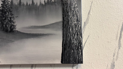 Painting #2316 - 18x24" Canvas - Black and White Winter Landscape painted 3-5-26