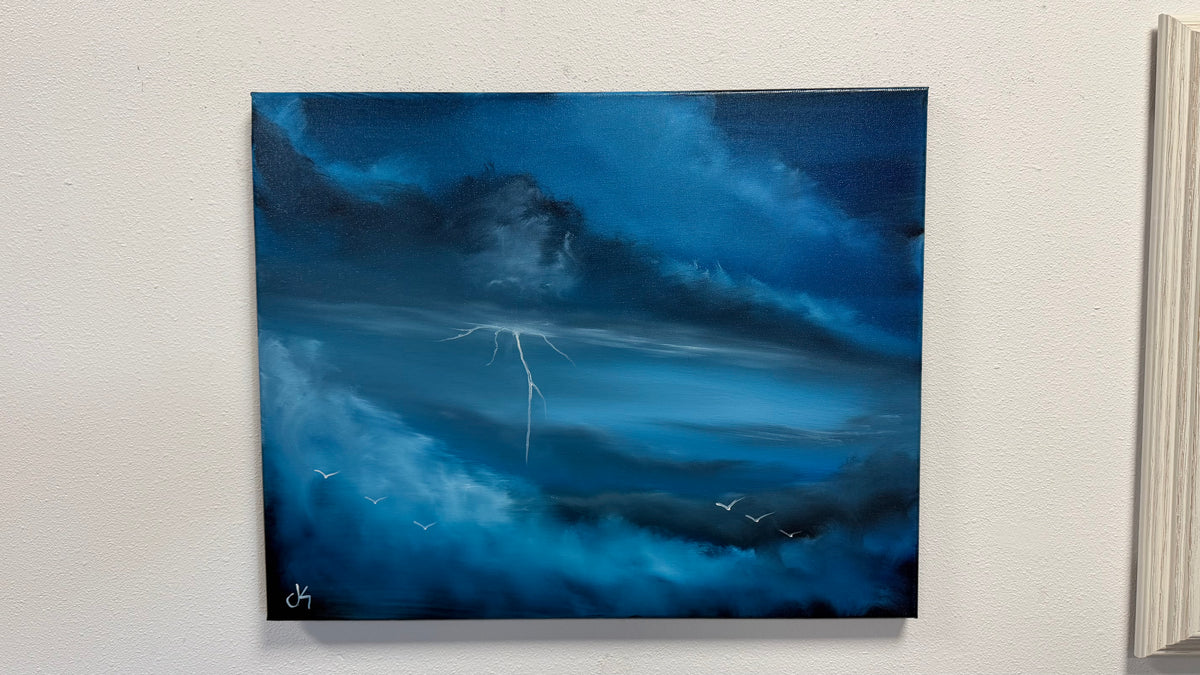 Painting #2604 - 16x20" Canvas - Dramatic Cloud Landscape painted 9-17-26