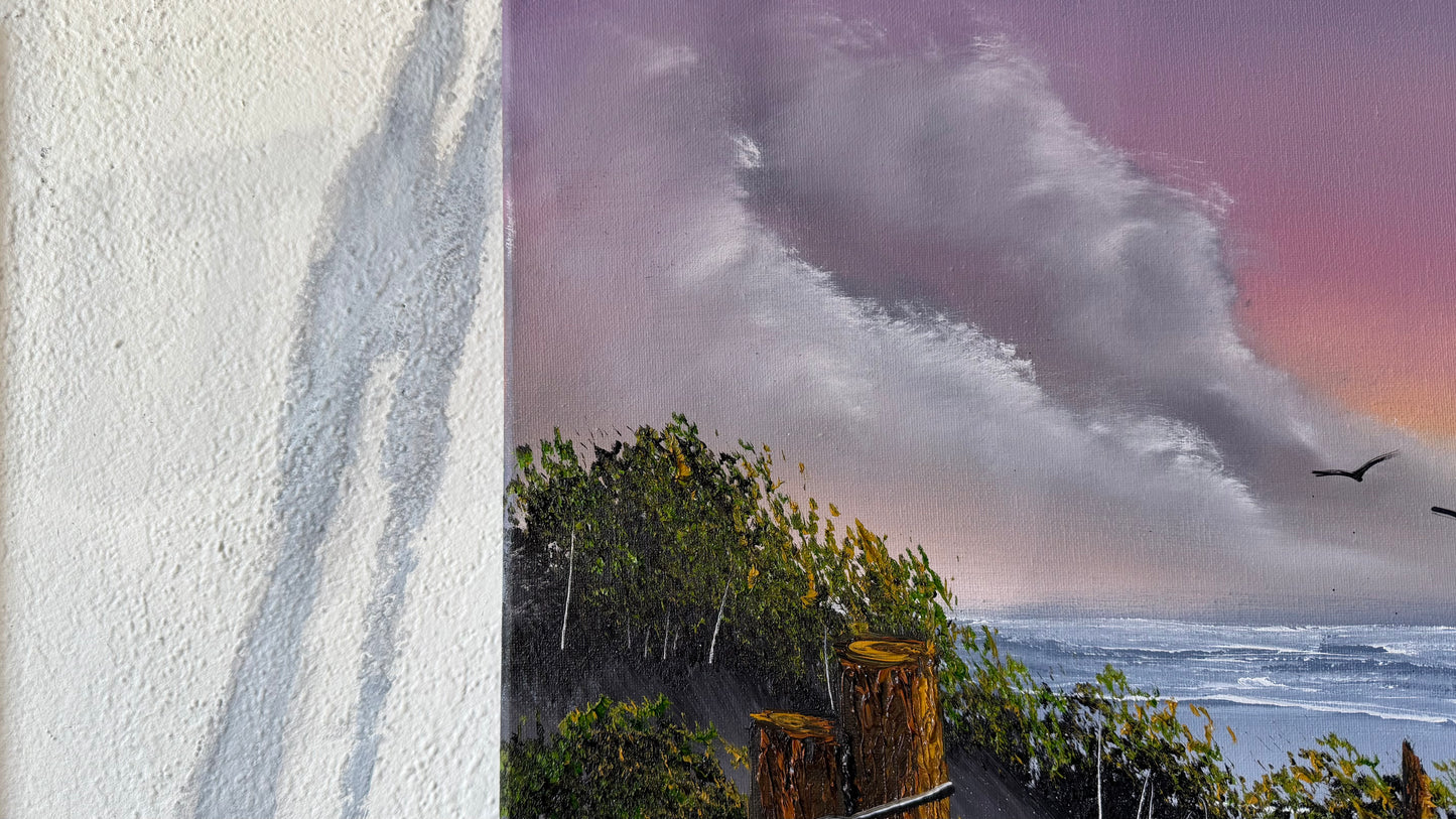 Painting #2480 - 16x20" Canvas - East Coast Sunset Seascape painted 6-6-26