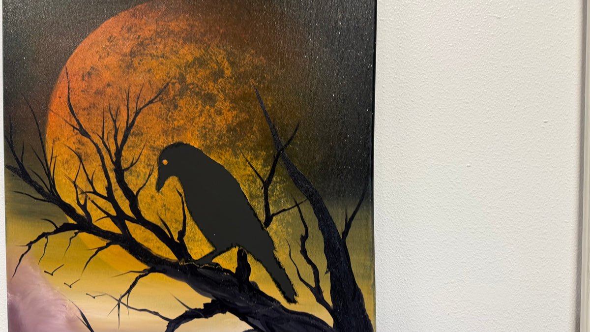 Painting #2609 - 16x20" Canvas - Raven Moon Landscape painted 9-19-26
