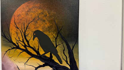 Painting #2609 - 16x20" Canvas - Raven Moon Landscape painted 9-19-26