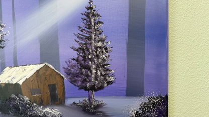 Painting #2108 - 20x24" Canvas - Cabin in the Woods painted 10-18-25