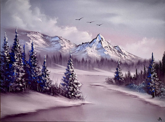 Painting #2264 - 18x24" Canvas - WHISPERS OF WINTER painted 1-31-26