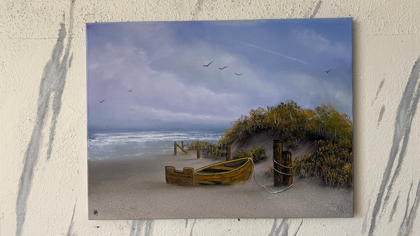 Painting #2425 - 18x24" Canvas - Old Boat Seascape painted 5-4-26