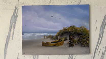 Painting #2425 - 18x24" Canvas - Old Boat Seascape painted 5-4-26